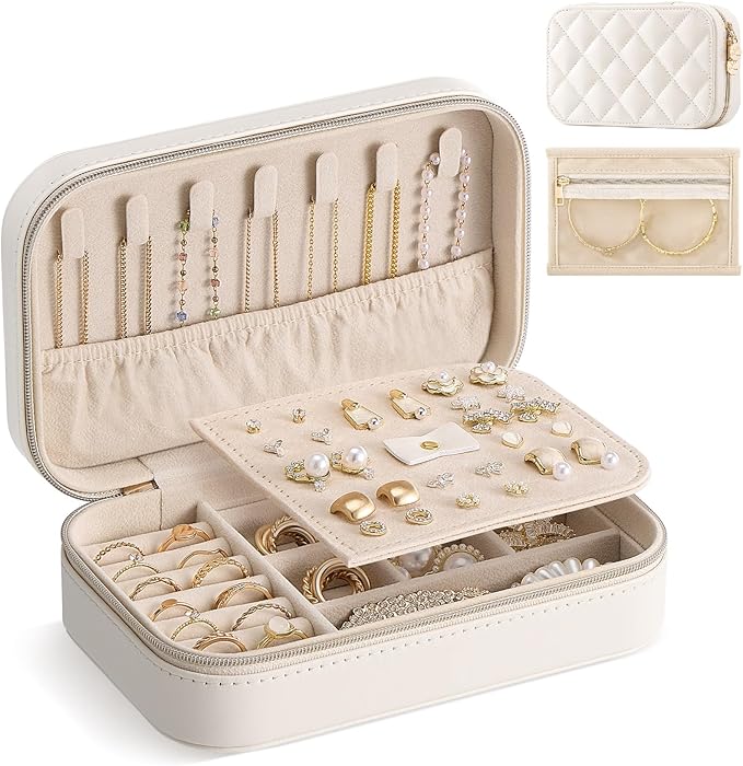 Lolalet Travel Jewelry Case for Women Girls, Travel Jewelry Organizer with Clear Storage Bag Small Portable Jewelry Box fo...