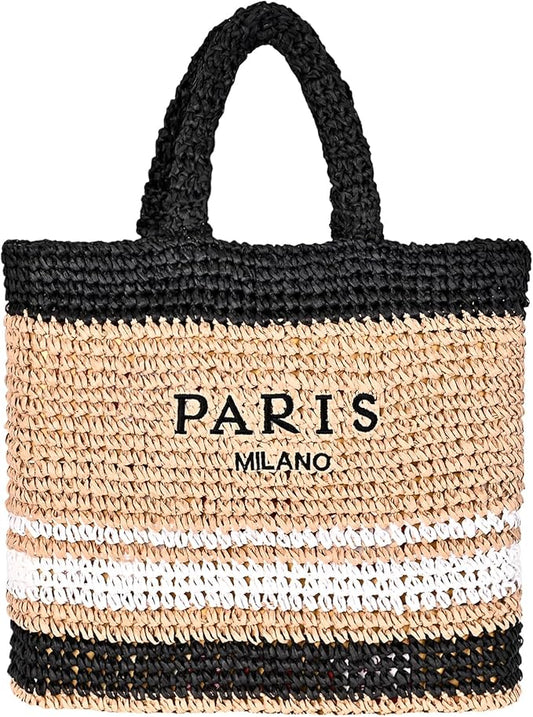 OWGSEE Large Straw Beach Bag for Women Summer Woven Shoulder Tote Bag Straw Purses and Handbags for Vacation | Large, Stra...