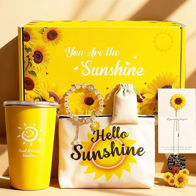 Birthday Gift Basket for Women: Mothers Day Gifts for Mom Teachers, Christian Sunflower Get Well Gifts, Thank You Package ...