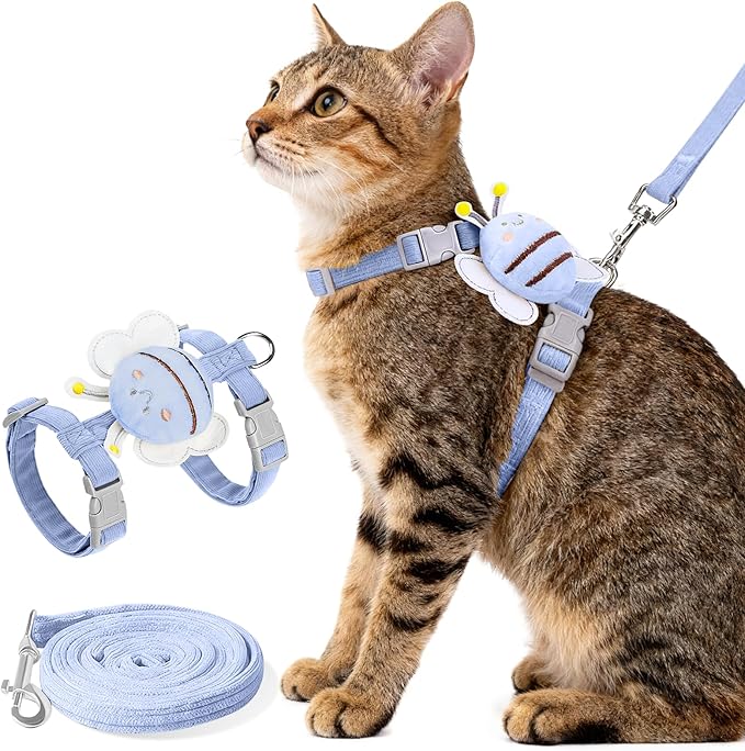 Cat Harness and Leash Set - Comfortable Lightweight Vest Design, Escape Proof Adjustable Kitten Harness for Cats Walking a...