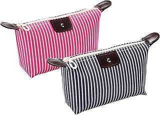 THTAJ 2 Pack Make Up Bag for Traveling,Preppy make up bag,Toiletry Bag,Nylon Cosmetic Bag,Light Pink Makeup Bag,Skin Care ...