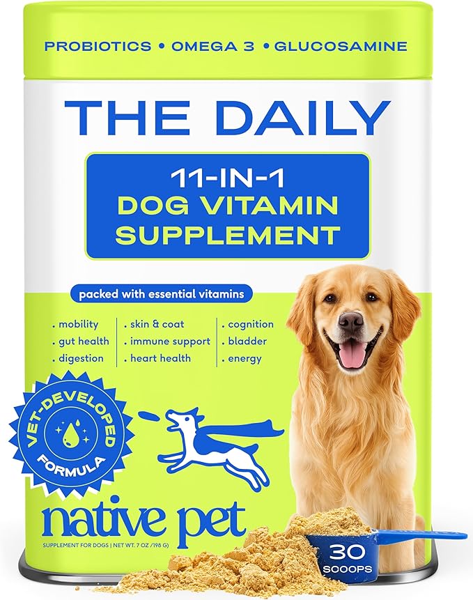 Native Pet The Daily Dog Vitamins & Supplements - 11-in-1 Multivitamin Powder for Dogs - Supports Whole Body Health, Diges...