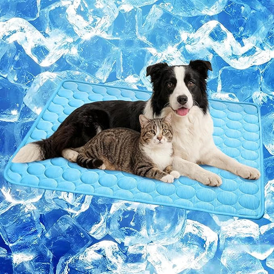 SISROL Cooling Mat for Dogs & Cats, Q-Max>0.4 Chill Fiber Pet Cooling Pad, Washable Non-Slip Non-Toxic Portable Cooling Be...