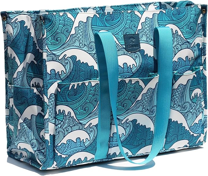 ESVAN Utility Tote Bag with Zip Top Waterproof Teacher Tote Bag for Teacher Work Women Beach