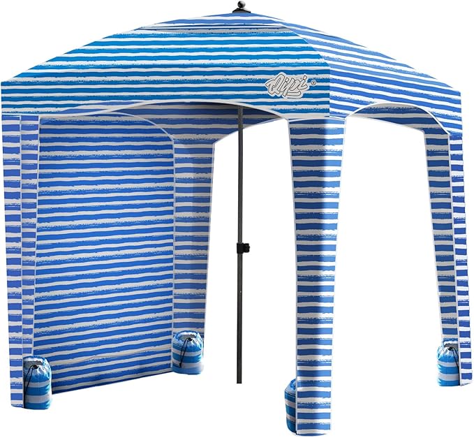 Qipi Beach Cabanas for Sand, Beach Canopy with Sandbags & Side Wall for Family, Easy Set Up Sun Shelter, UPF 50+ UV Protec...