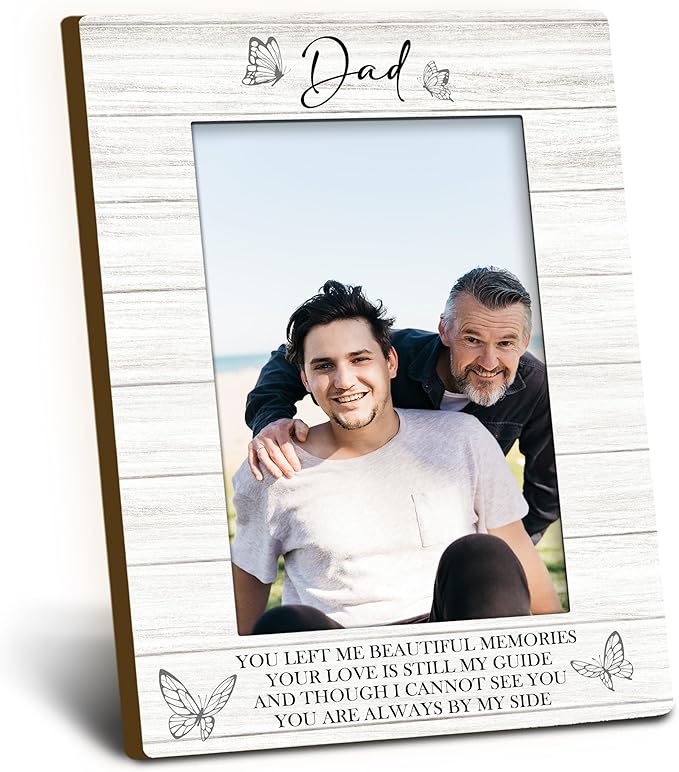 Foyoulame Dad Memorial 4x6 Picture Frame, Memorial Gifts for Loss of Dad Wooden Picture Frame, Bereavement Gifts for Loss ...