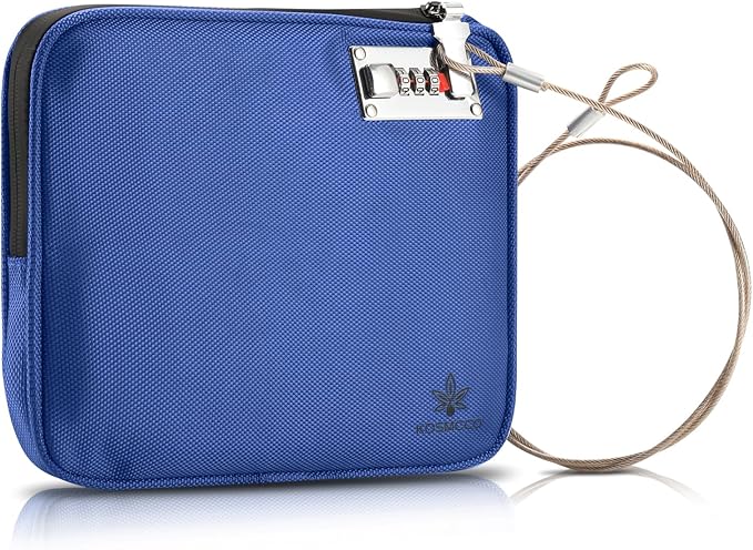 KOSMCCO Anti-Theft Locking Beach Bag, 9x7.5-inch Portable Beach Safe for Securing Your Valuables and Phone – Blue