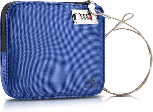 KOSMCCO Anti-Theft Locking Beach Bag, 9x7.5-inch Portable Beach Safe for Securing Your Valuables and Phone – Blue