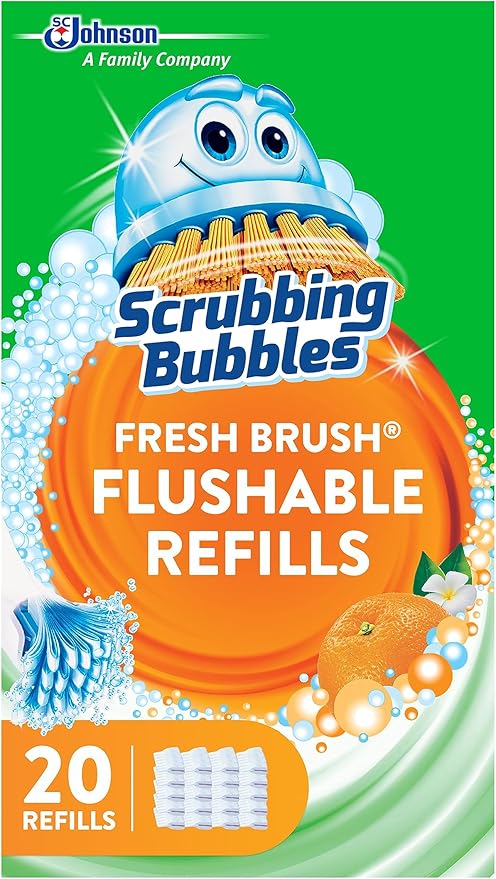 Scrubbing Bubbles Flushable Toilet Bowl Wand Cleaner Refills, Fresh Brush Cleaner Toilet Refill Pads, Removes Limescale & ...
