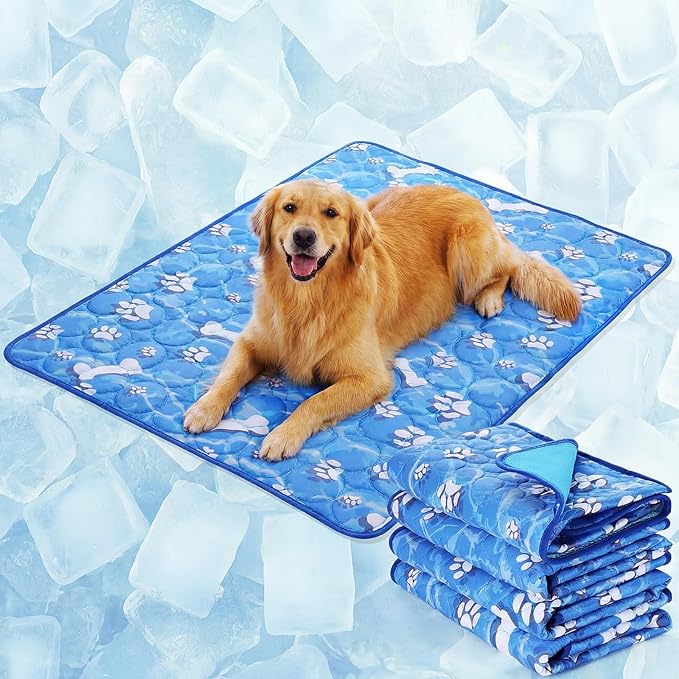 Sadnyy 4 Pcs 44 x 32" Extra Large Dog Cooling Pad Pet Cooling Mat for Hot Weather Lightweight Cool to The Touch Pet Blanke...
