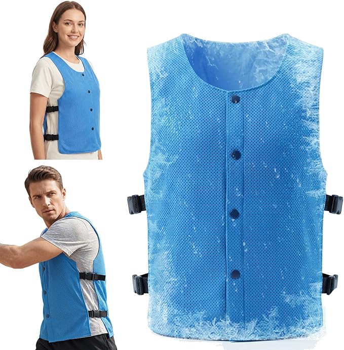 PANGTIKU Cooling Ice Vest for Men Women - Adjustable Evaporative Cool Vest for Gardening Cycling Hiking Construction Work