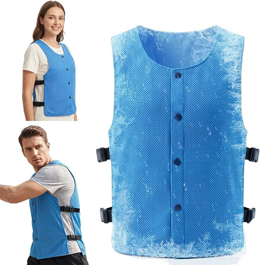 PANGTIKU Cooling Ice Vest for Men Women - Adjustable Evaporative Cool Vest for Gardening Cycling Hiking Construction Work