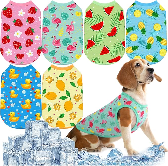 Abbylike 6 Pack Summer Shirts for Dog, Stretchy Dog T Shirts, Cooling Quick Dry Lightweight Pet Sleeveless, Breathable Cat...