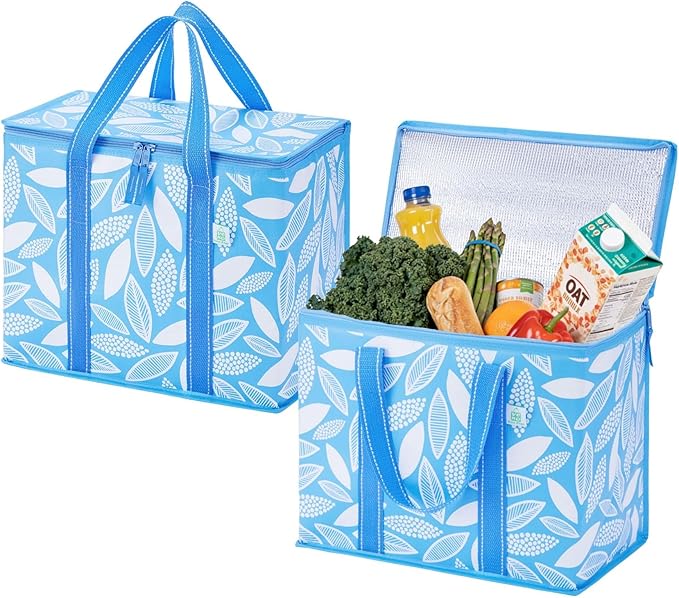 VENO 2 Pack Cooler Bag, Insulated Grocery Bags for Food Delivery, Collapsible Cooler, Reusable Shopping Bags for Grocerie...