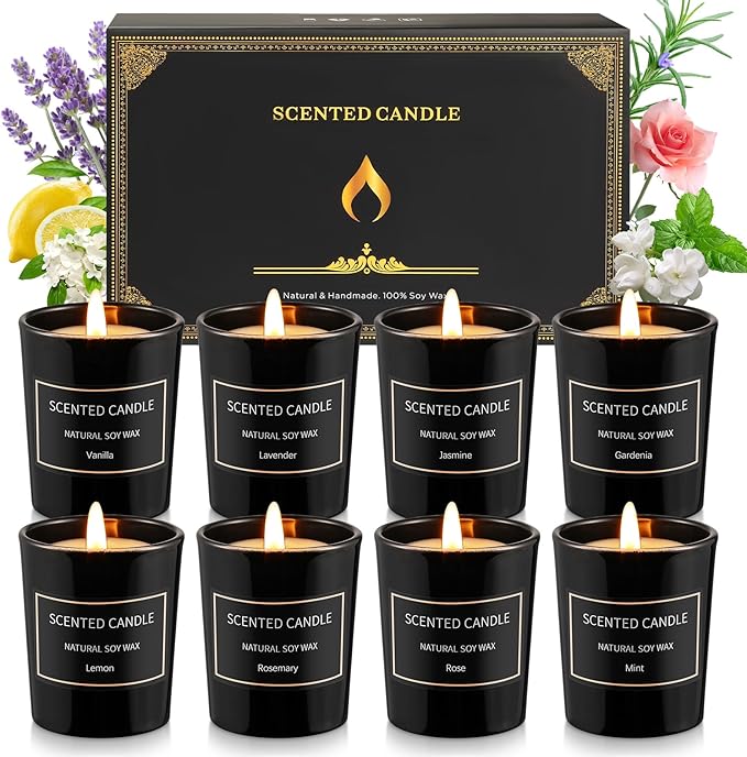 8 Pack Candles for Home Scented Aromatherapy Candles Gifts Set for Women Soy Wax Long Lasting Jar Candles for Birthday Mot...