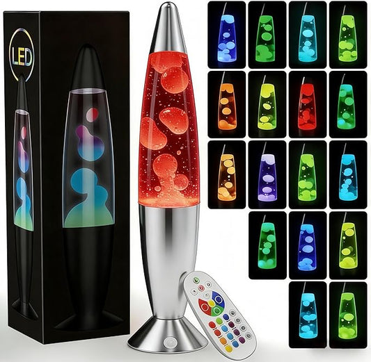 AONESY Liquid Motion Lamps 17 Colors Changing Lamp with Remote, 13.5 Inch Small Relax Night Light for Kids Adults, Pink, B...