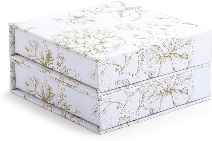 Sorarto Luxury Keepsake Gift Boxes with Magnetic Lids (2 Pack) - Rigid 4x4 Boutique Box for Handkerchiefs, Jewelry & Brida...