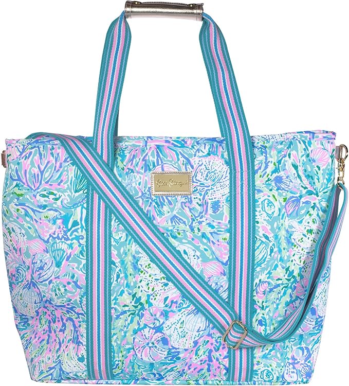 Lilly Pulitzer Picnic and Beach Cooler Bag, Insulated Soft Cooler with Adjustable Shoulder Strap and Zippered Top, Large f...