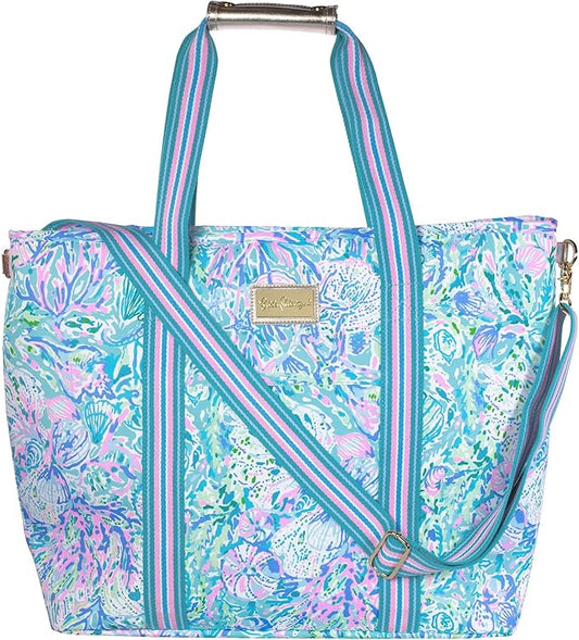 Lilly Pulitzer Picnic and Beach Cooler Bag, Insulated Soft Cooler with Adjustable Shoulder Strap and Zippered Top, Large f...