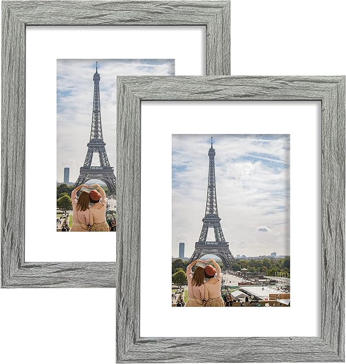 Hongkee 8x10 Picture Frame Set of 2, Grey Photo Frame of Rustic Style, Multi 8 by 10 Photo Frame for Wall or Tabletop Disp...