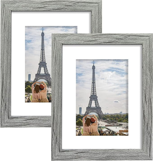 Hongkee 8x10 Picture Frame Set of 2, Grey Photo Frame of Rustic Style, Multi 8 by 10 Photo Frame for Wall or Tabletop Disp...