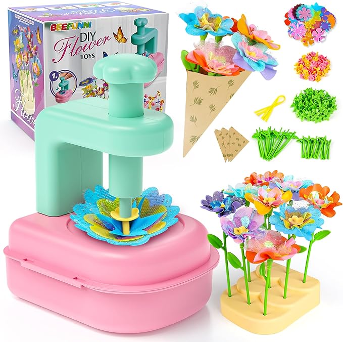 beefunni Flower Making Kit for Kids, DIY Flower Bouquet Kit, Arts and Crafts for Kids Ages 4-8, Colorful Flower Maker Toys...