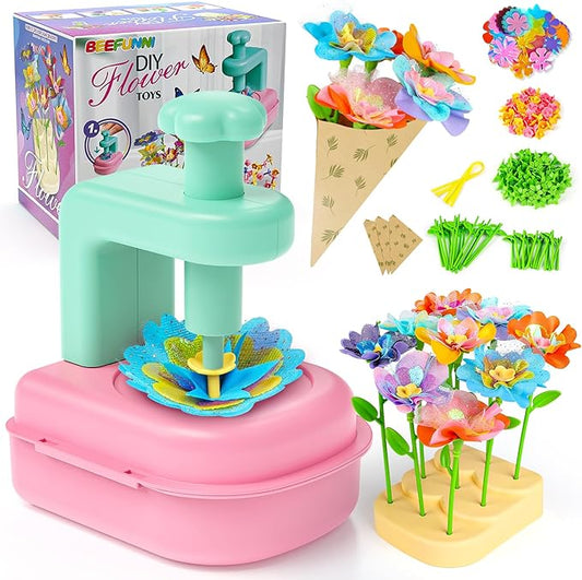 beefunni Flower Making Kit for Kids, DIY Flower Bouquet Kit, Arts and Crafts for Kids Ages 4-8, Colorful Flower Maker Toys...