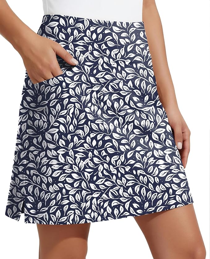 COOrun Women's Skorts Athletic Skirts with Pockets Knee Length Built-in Shorts Casual Skirt for Golf Tennis Workout (XS-3XL)