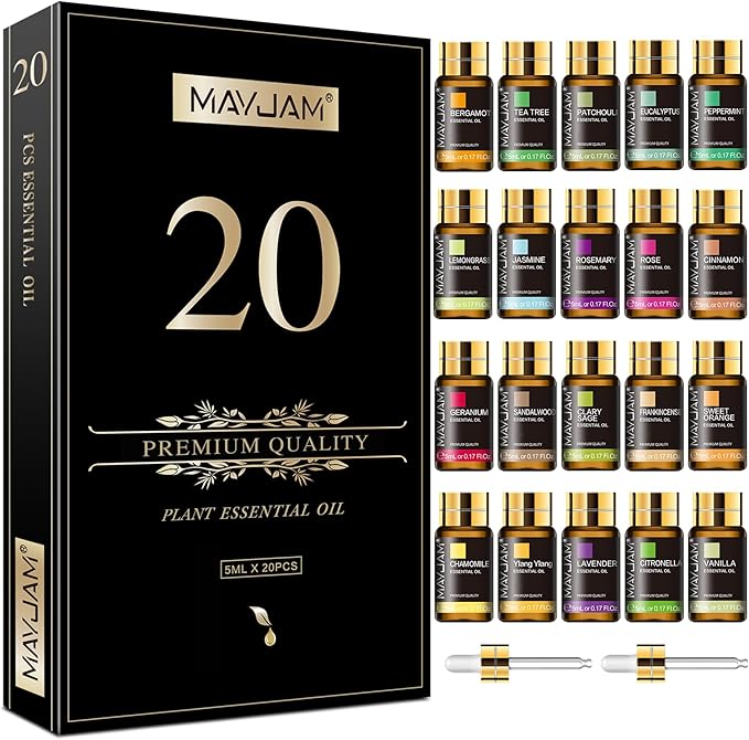 MAYJAM Tea Tree 20 Pcs Pure Essential Oil Gift Set, for Diffuser, Humidifiers, Skin Care, Massage, Fragrance Oil Scent for...