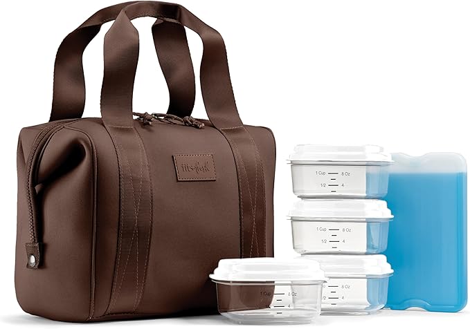Fit & Fresh Remi Lunch Bag for Women Work – Neoprene Lunch Tote with Containers & Ice Pack, Reusable Meal Prep Lunch Box, ...