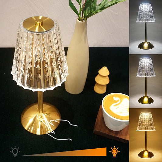 Amingulry Cordless Table Lamp, Rechargeable Battery Operated Lamp, 3 Color Modes & Stepless Dimmable LED Touch Lamp, Porta...