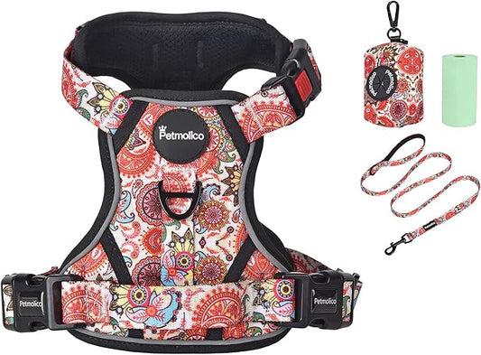 Petmolico No Pull Dog Harness Set with Leash Attachment Easy Control Handle Reflective Harness Vest Small Breed, Puppy Ves...