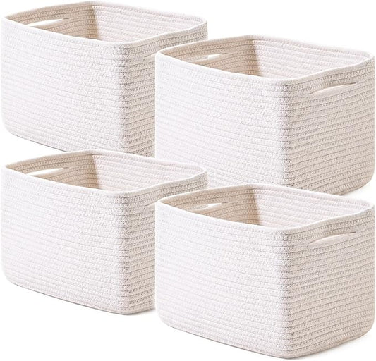 ICERZCZ Storage Baskets for Organizing, Woven Basket for Storage, Storage Baskets Bin for Shelves, Cotton Rope Basket with...
