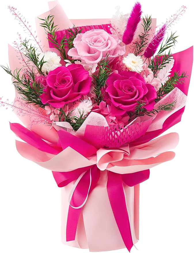 Flomoon Preserved Flowers Bouquet, Forever Flowers for Delivery, Mothers Day Long-Lasting Real Roses Bouquet, Anniversary ...