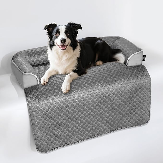 Cooling Mat for Dogs, Self Cooling Dog Bed for Couch, Orthopedic Pet Sofa Bed with Removable Washable Cover, for Crate Flo...