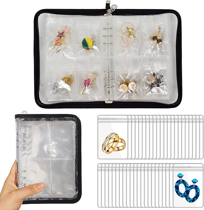 LingLingo Earring Organizer Case Travel Jewelry Organizer Transparent Jewelry Storage Book for Necklace Bracelet Ring Hold...