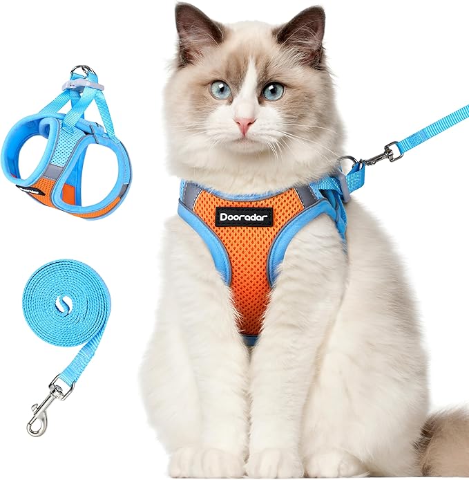 Dooradar Cat Harness and Leash Set, Escape Proof Lightweight Kitten Harness, Soft Breathable Reflective Vest for Outdoor W...