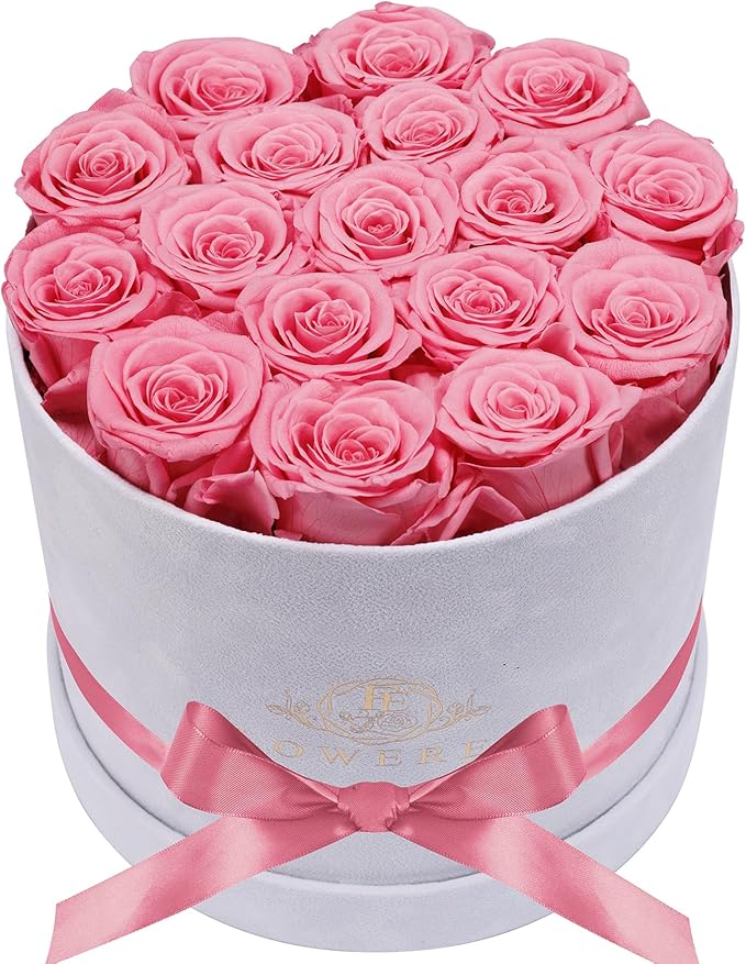 Prifroti 17 Flowers in a Luxury Suede Box, Birthday Gifts for Women, Preserved Flowers, Mothers Day Roses Gift for Mom, Li...