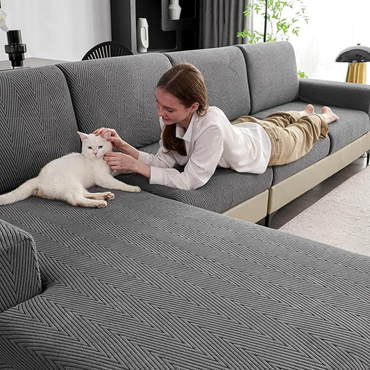 Eertop Couch Cushion Covers for Sectional Sofa, Wear Resistant Stretch Sofa Slipcovers for Sofa Universal Cushion Protecto...