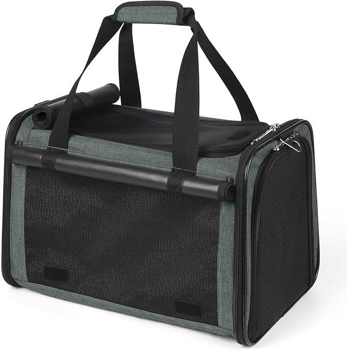 YUDODO 25 lbs Lightproof Soft Sided Pet Carrier for Large Cat & Small Dog Airline Approved Travel Puppy Carrier with Side ...