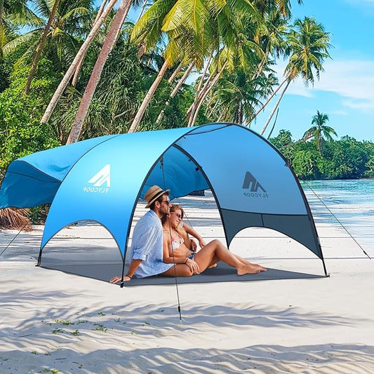 Beach Tent - Beach Shade Canopy Compact Fold (16.9x3.9″), Own Patent, 360° Ventilation, Large Side Storage Pocket, UV Prot...