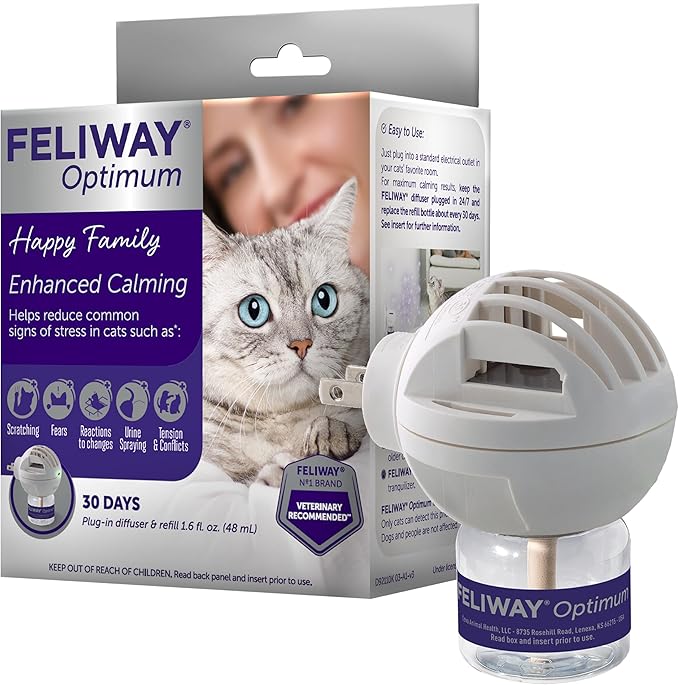 FELIWAY® Optimum 30 Day Cat Calming Plug In Pheromone Diffuser Starter Kit, 48ml - Helps Reduce Common Signs of Stress in ...