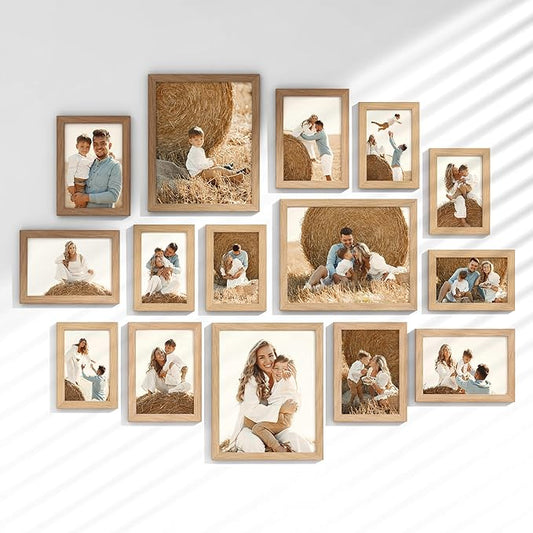 Venusmiles 15 Pack Picture Frames Collage Wall Decor, Gallery Frame Set for Wall Mounting or Tabletop Display, Multi Sizes...