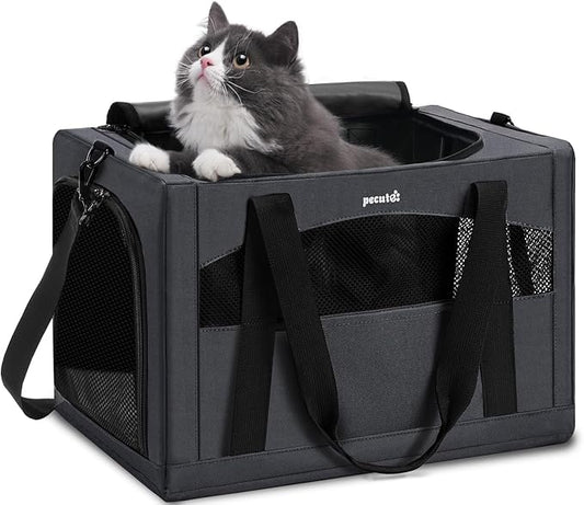 Pecute Cat Carrier Stable, Pet Carrier with Hidden Anxiety Relief Partition & Stable Steel Frame, Safe Cat Carrier for Car...