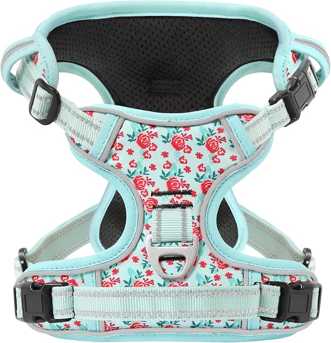 Timos Dog Harness, No-Pull Pet Harness with 2 Leash Clips, 3 Snap Buckles Adjustable Soft Padded Dog Vest, Reflective No-C...