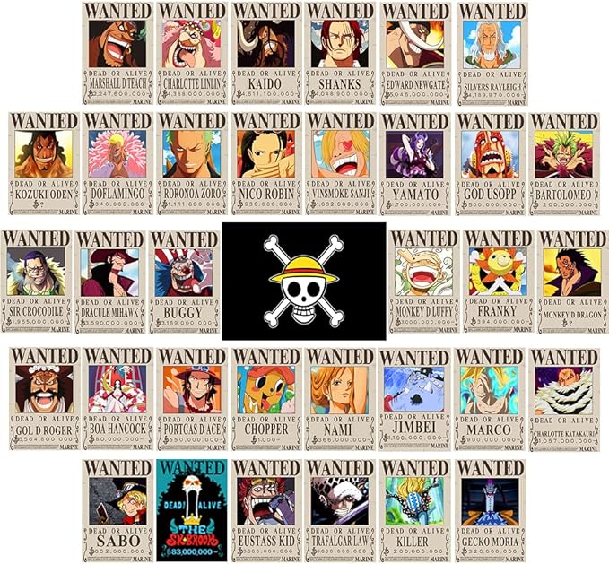 TYZZHOA Anime [OP] Wanted Posters 30×21cm, New Bounty Edition, Straw Hat Pirates Crew Zoro, Sanji, Nika Luffy 3 Billion, a...