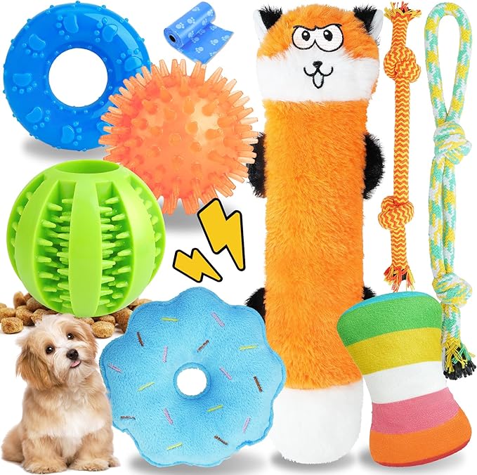 PatsFran Puppy Toys for Teething, 9 Pack Interactive Dog Toys for Small Dogs, Puppy Chew Toys for Boredom with Rope Toys, ...