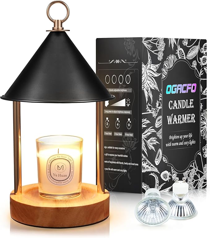 OGACFO Candle Warmer Lamp with Timer and Dimmable, Birthday Gifts Women Mom, Flameless Wax Warmer with Anti-Scald Bi Metal...