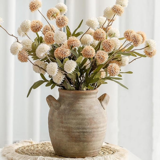 Vanselia Ceramic Flower Vase Home Decor - Farmhouse Table Vases with Handle Living Room Decoration Vintage Decorative Aest...