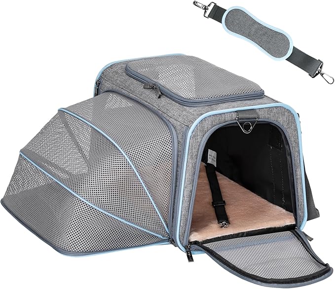 Petsfit Expandable Cat Carrier Dog Carriers,Airline Approved Soft-Sided Portable Pet Travel Washable Carrier for Kittens,P...
